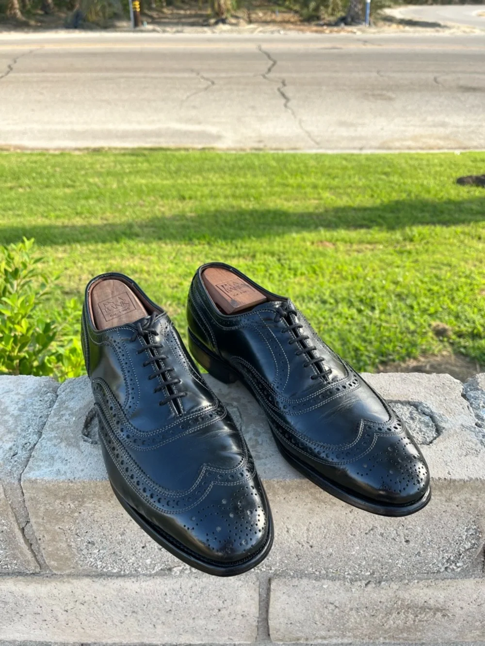 Allen Edmonds McAllister Men’s Black Leather Wingtip Brogue Oxfords Dress 9D